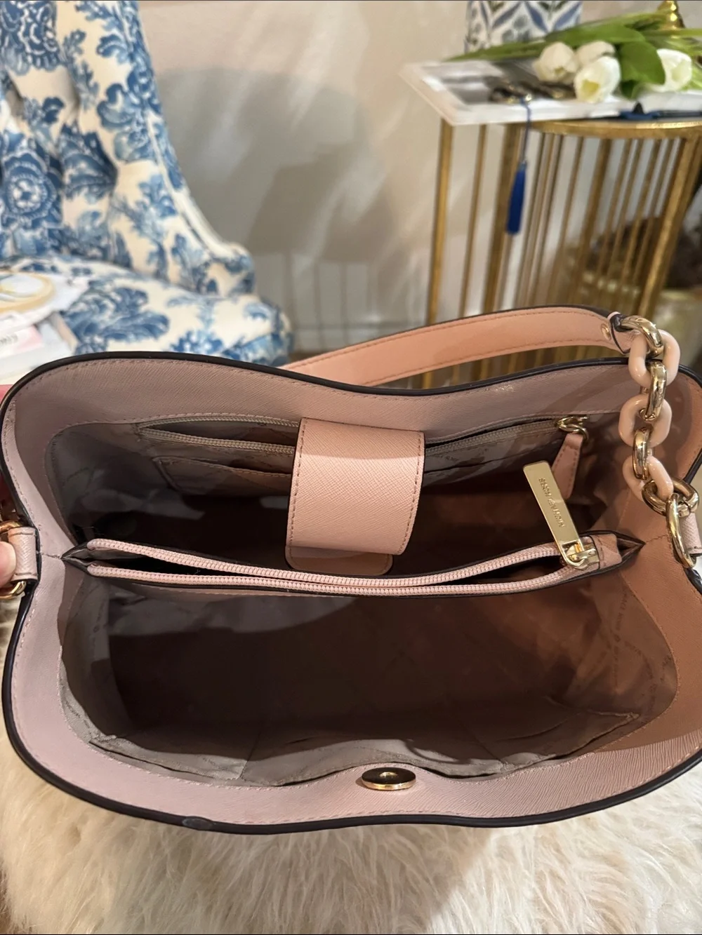 Michael Kors Pink Saffiano Top Handle Satchel